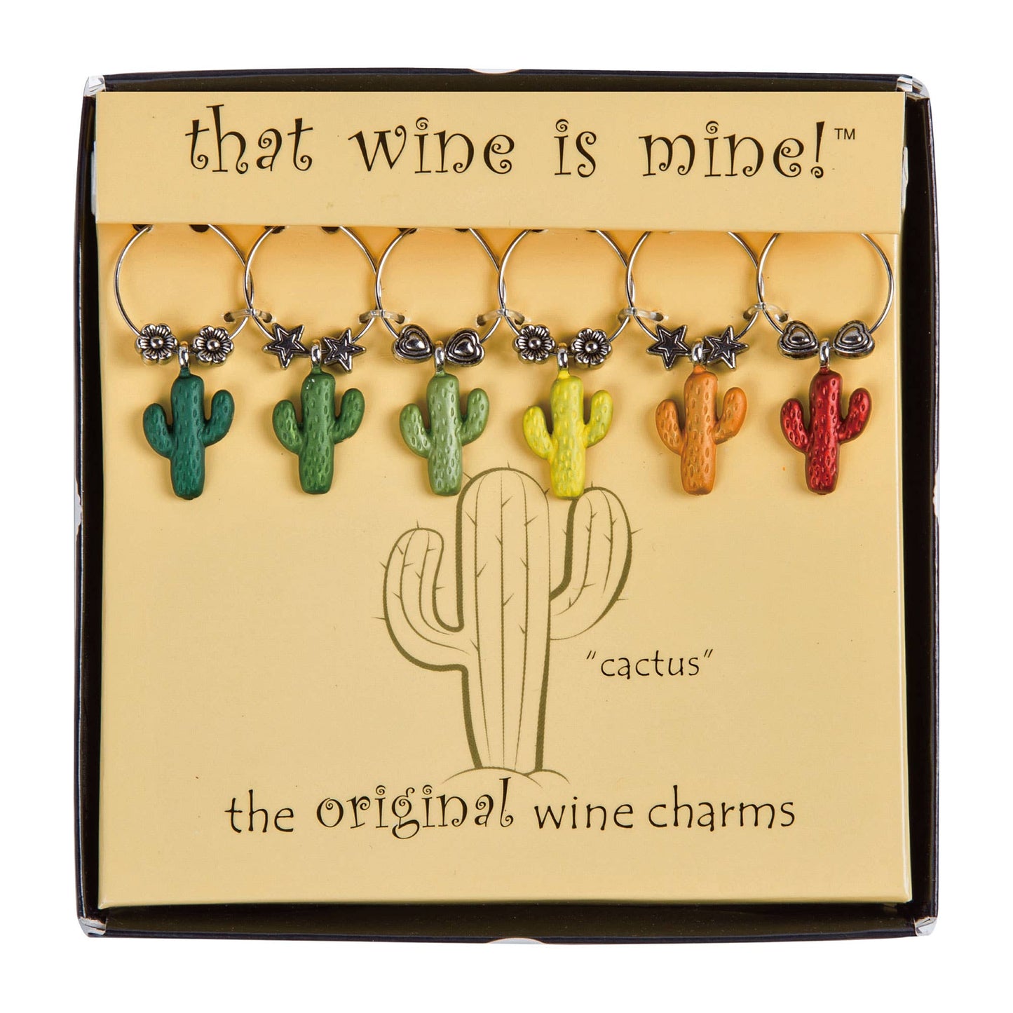 6-Piece Cactus Painted Wine Charms - 85 Local