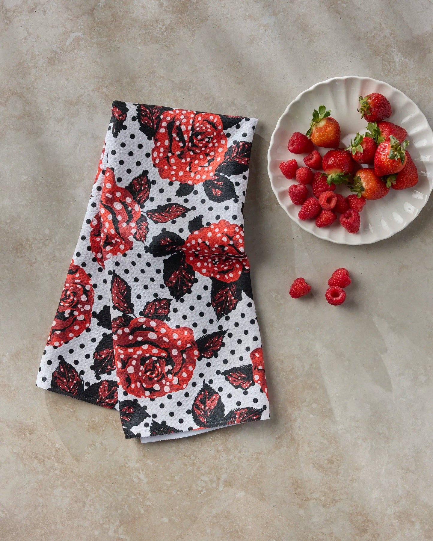Polka Rose Tea Towel
