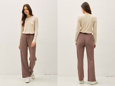 Brown Flowy Thermal Pants