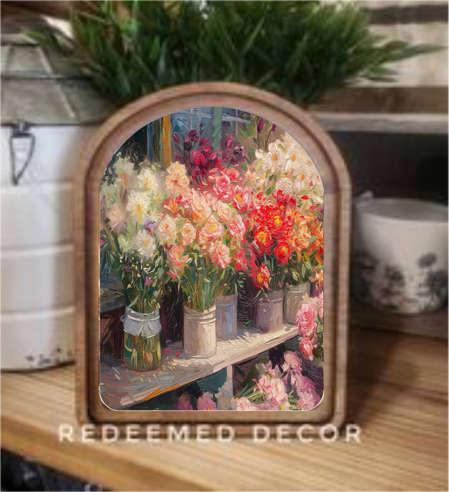 6x8 Arch Top Flower Shop Framed Art