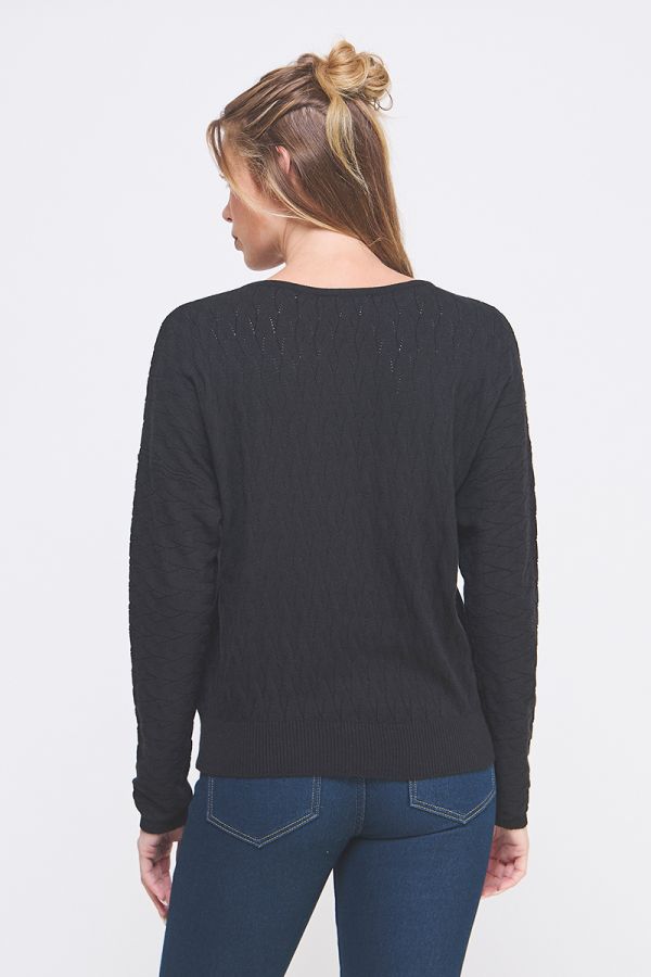 Black Cable Knit Dolman Sweater
