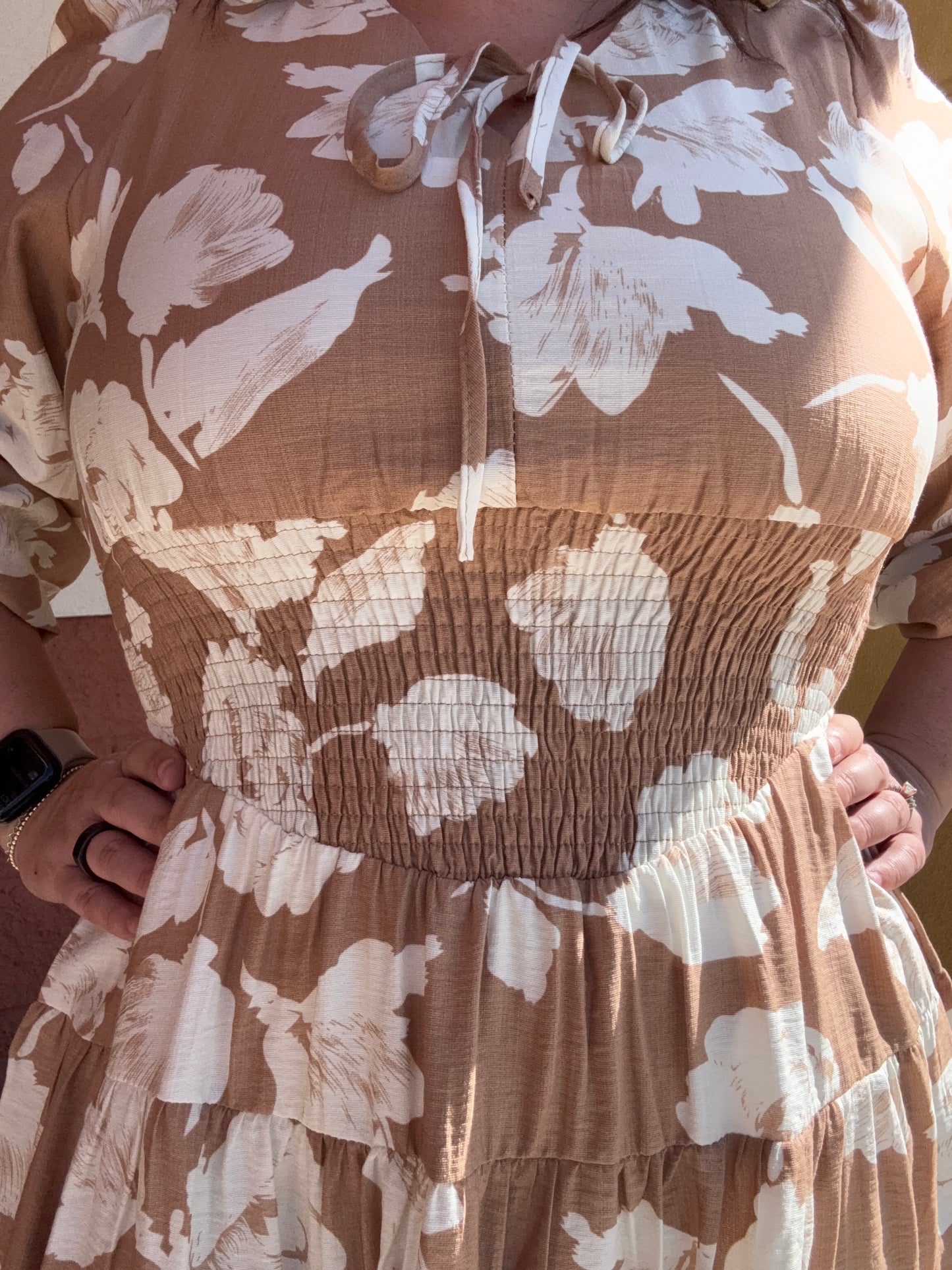 Mocha Floral Short Dress