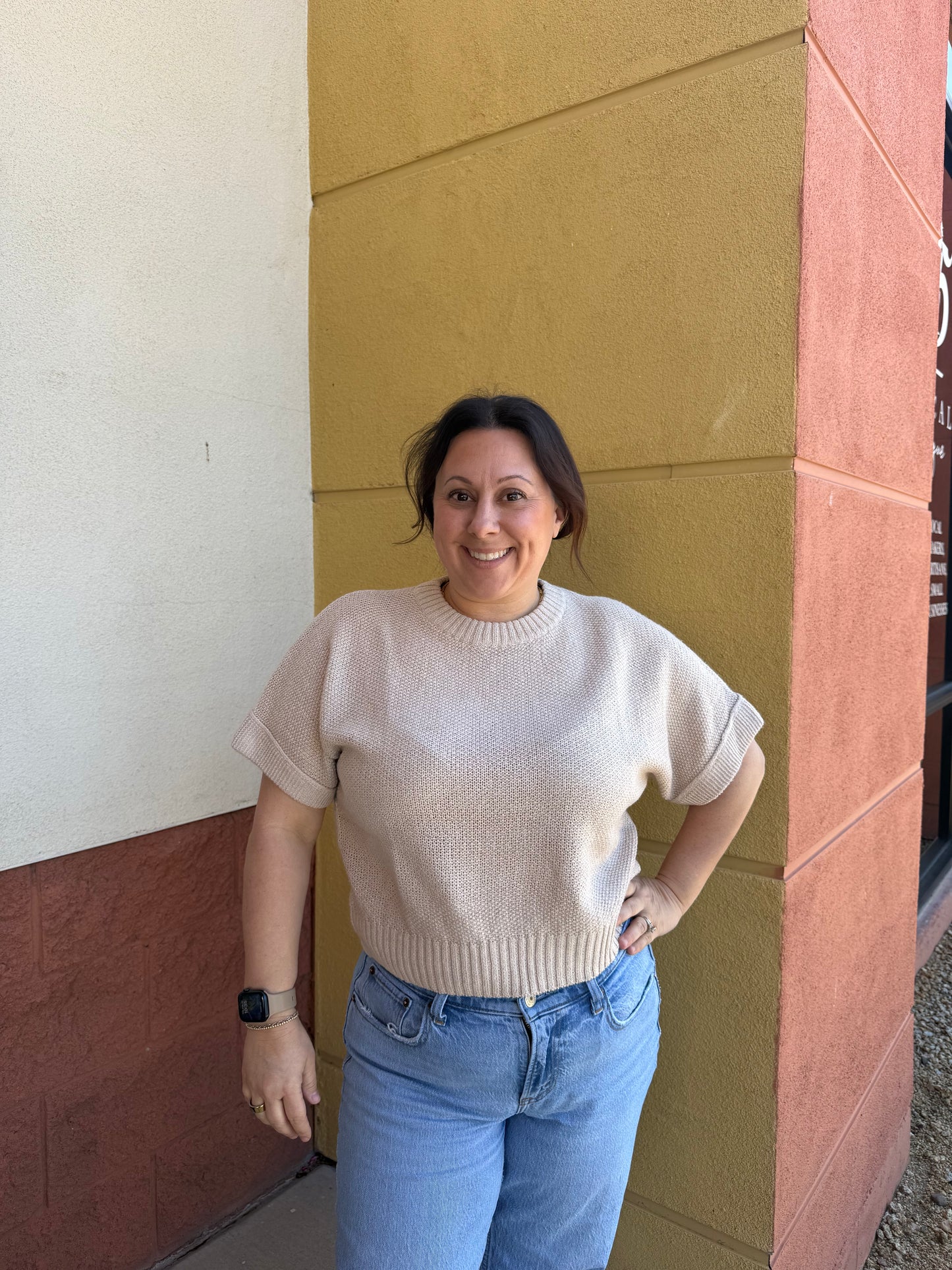 Oatmeal colored sweater top
