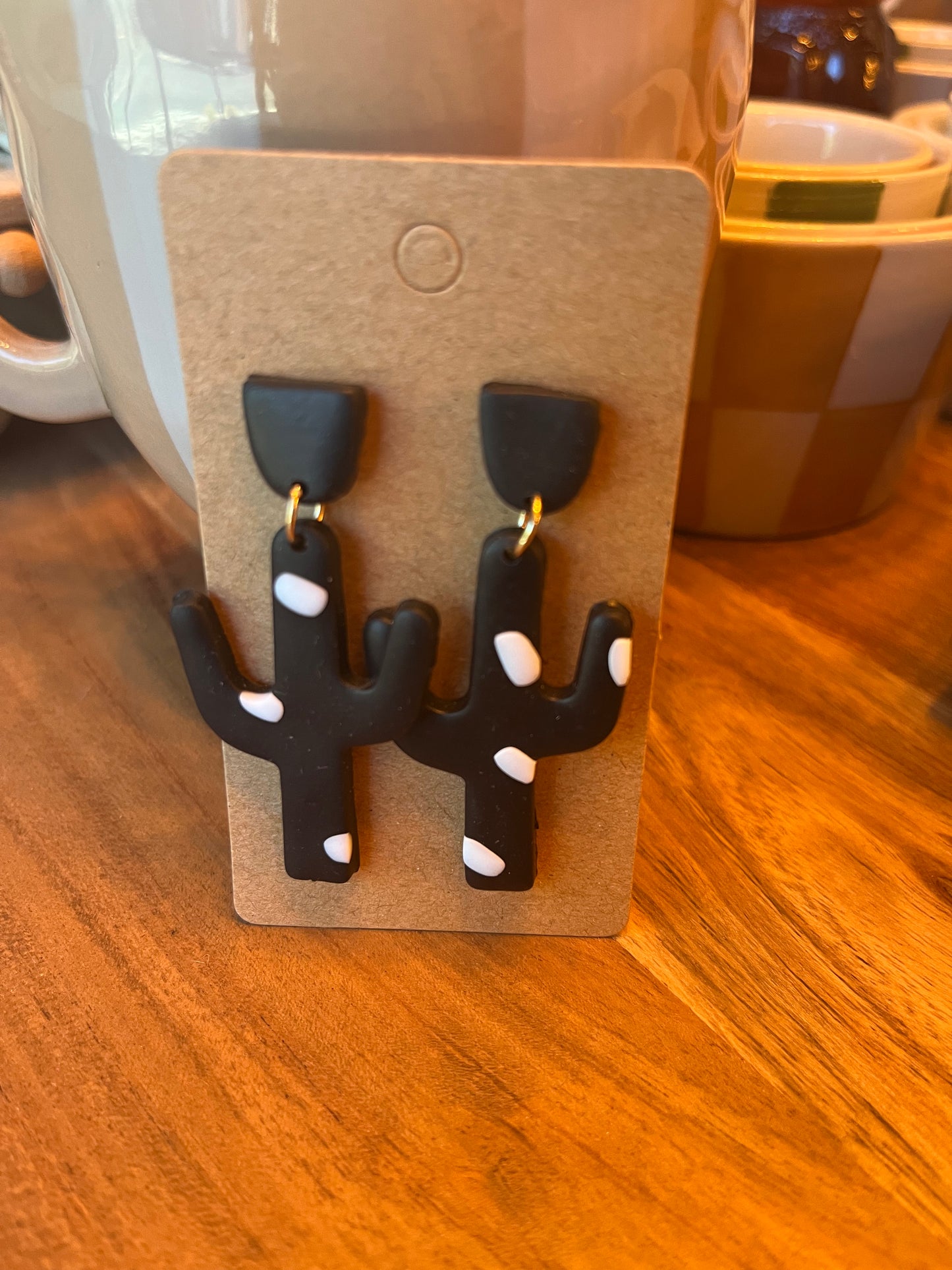 Polka Dot Clay Cactus Earrings - 85 Local