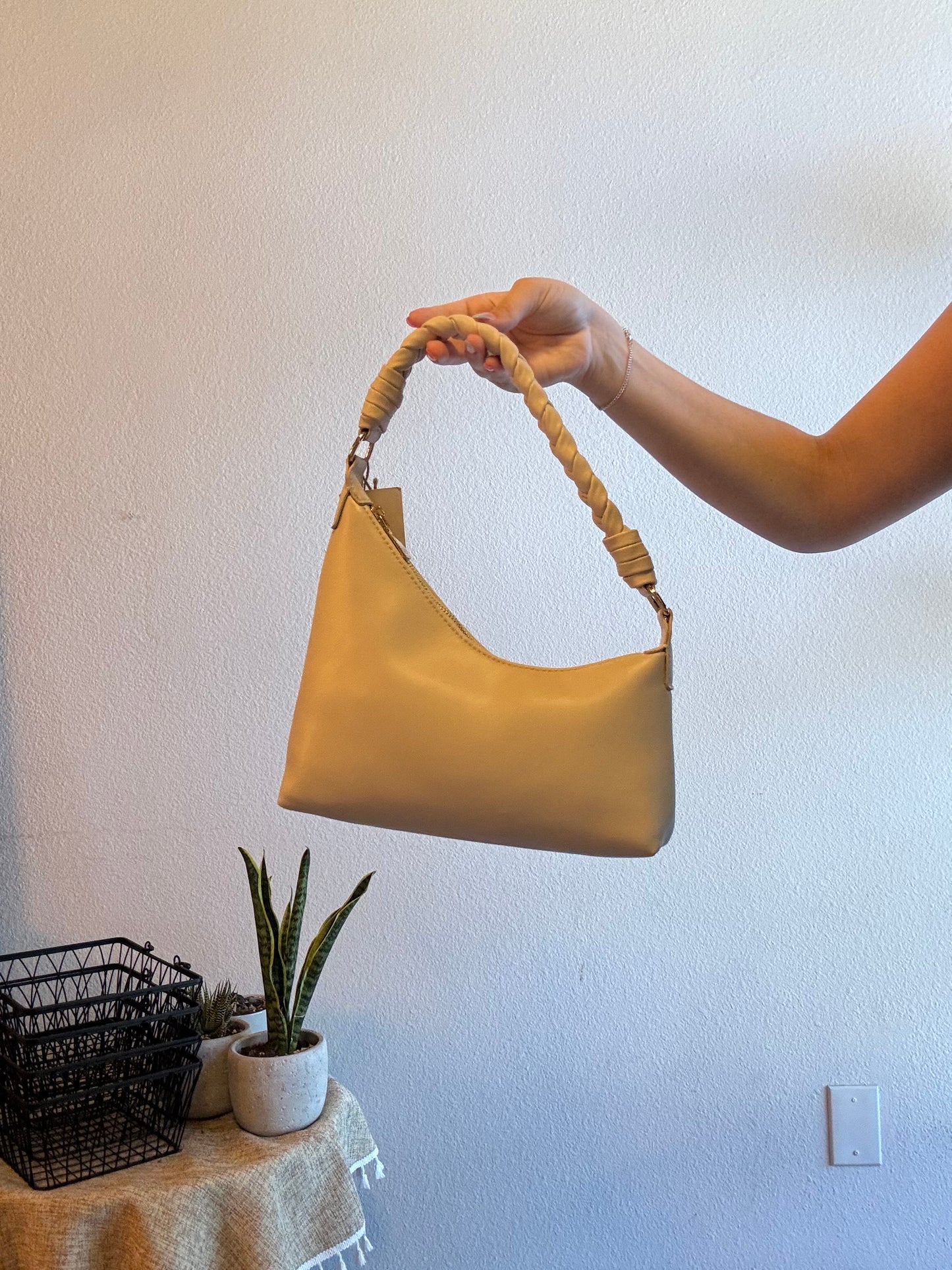 braided handle scoop handbag