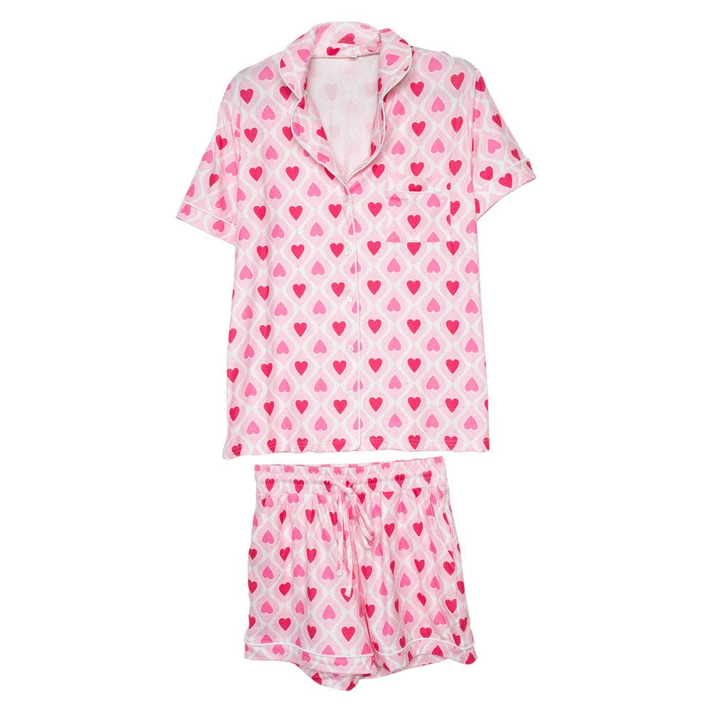 Light and Hot Pink Hearts Valentine's Day PJ Sets Women - 85 Local