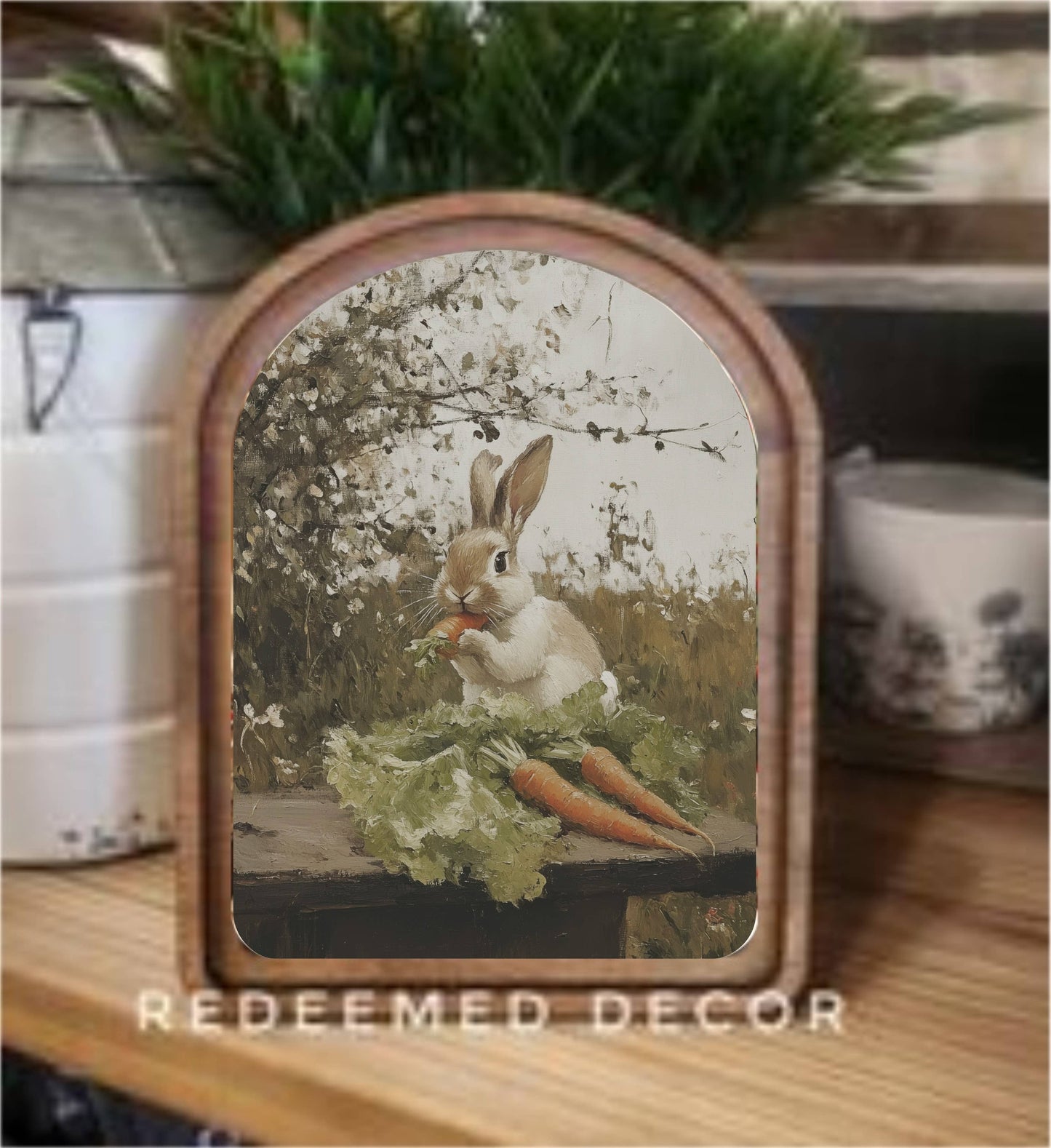 Arch Bunny with Carrots Framed Art