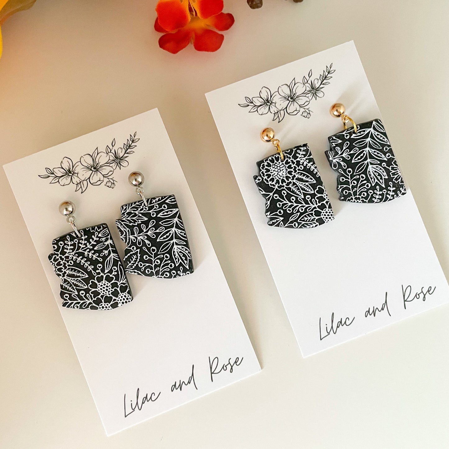 Black Floral Arizona Earrings
