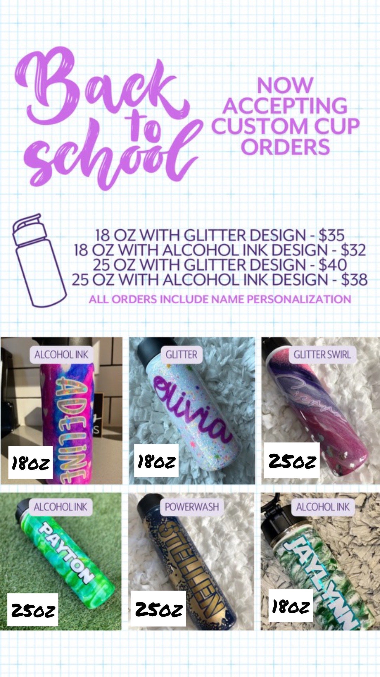 Back To School Custom Cup Orders - 85 Local