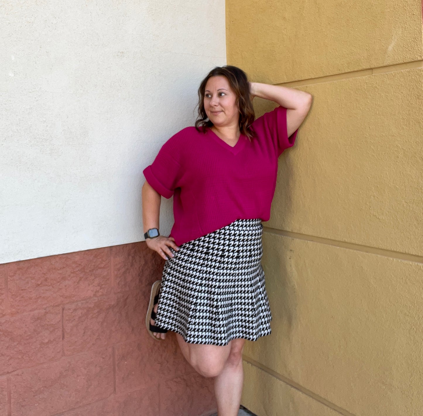 Magenta Short Sleeve Sweater