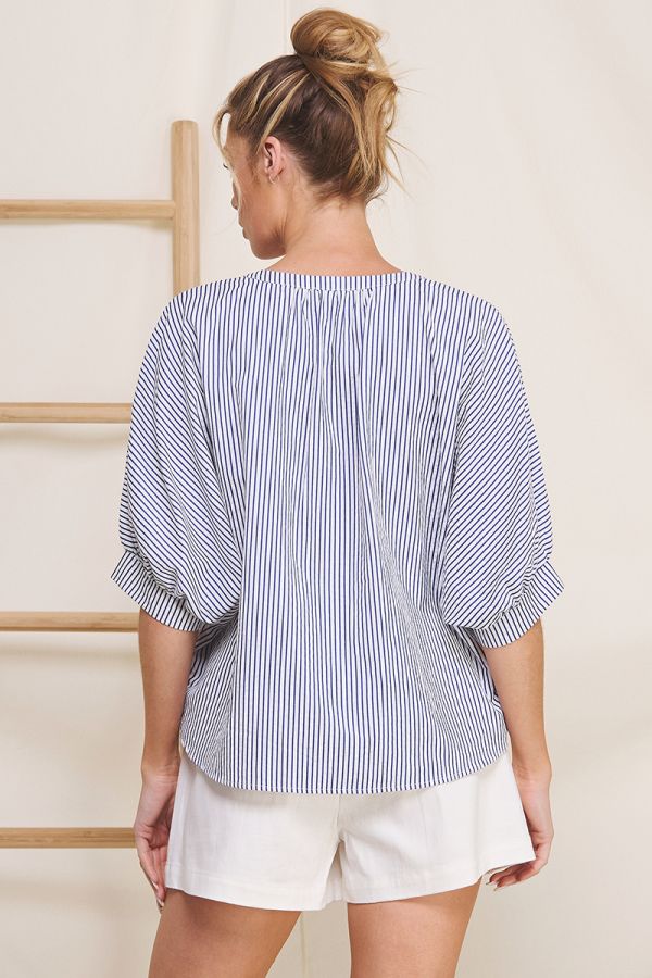 allie rose navy stripe shirt back