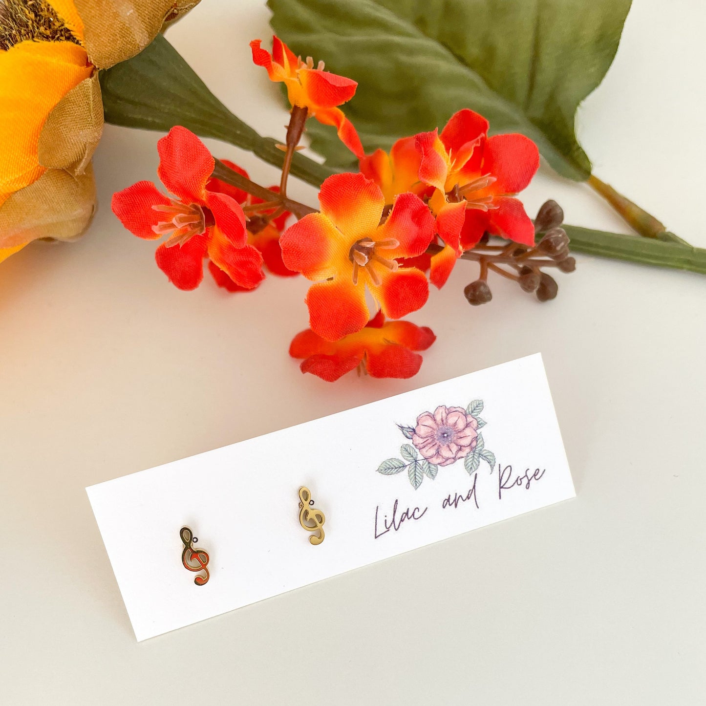 Treble Clef Stud Earrings