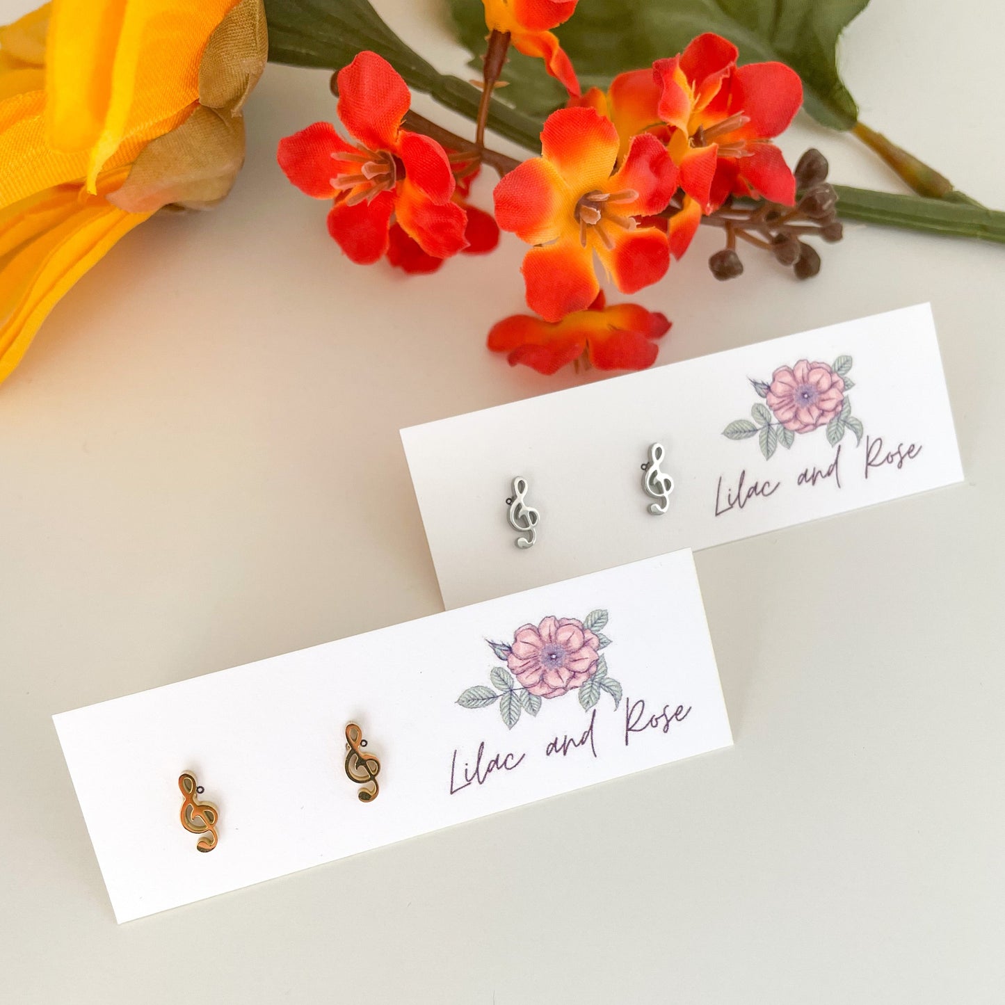 Treble Clef Stud Earrings