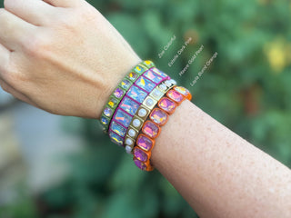 Enamel Stretch Bracelet - Earth Tone Colors - Asst Styles