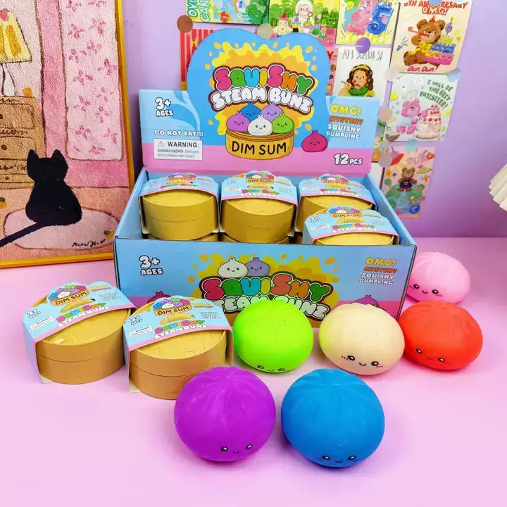 Colorful Dumpling Shape Squishy Toy Soft Squeeze Stress Toy