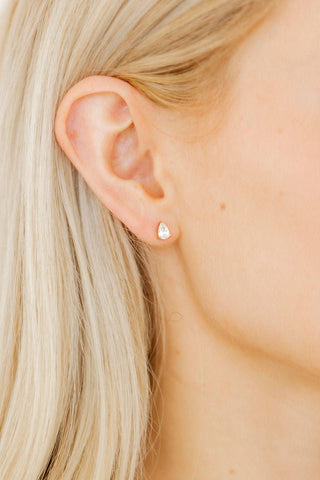 Screwback Stud Earrings - Paige Pear Gold