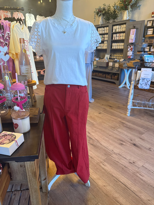 Red Wide Leg Pants