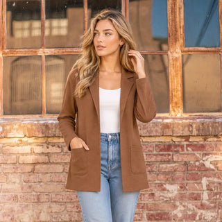 Blazer cardigan w patch pockets
