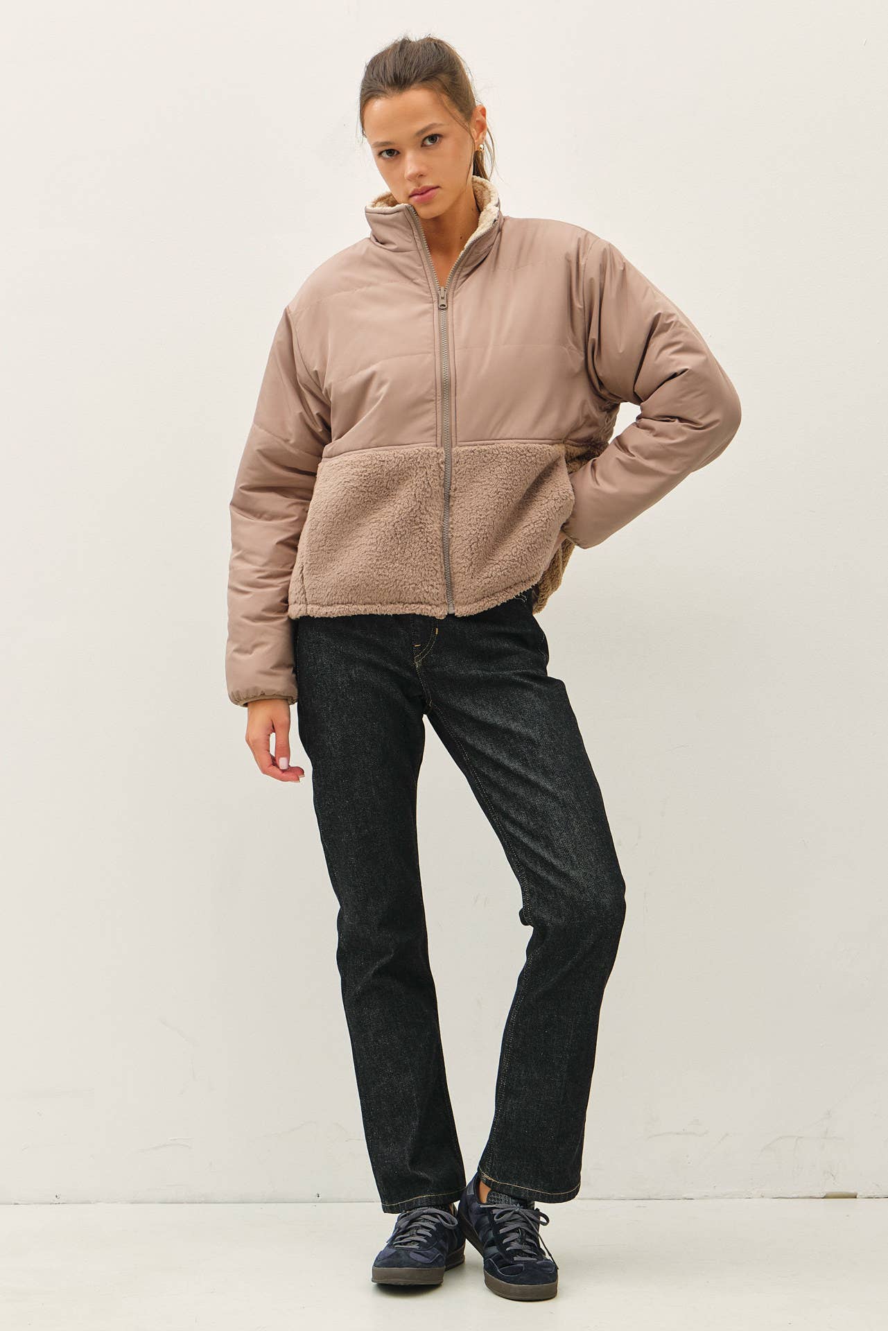 RIVERSIBLE SHERPA BLOCK PUFFER