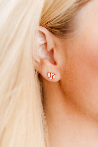 Screwback Stud Earrings - Baseball Gold