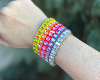 Enamel Stretch Bracelet - Small Gems - Zoe - Assorted Colors