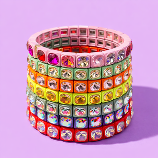 Enamel Stretch Bracelet - Small Gems - Zoe - Assorted Colors