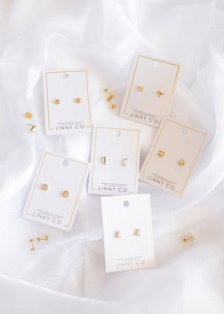 Screwback Stud Earrings - Paige Pear Gold