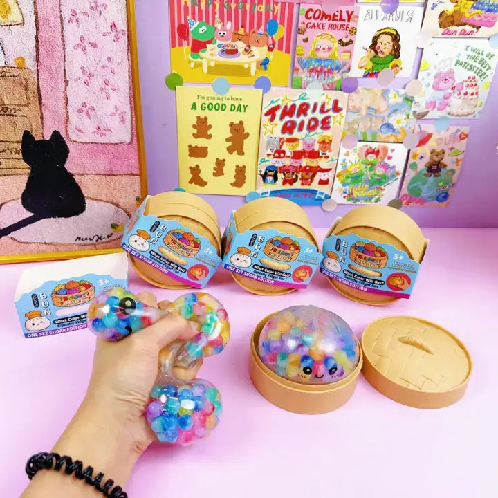 Dumpling Shape Squishy Toy Bead Filled Squeeze Fidget Toy