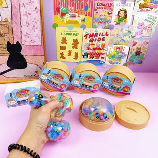 Dumpling Shape Squishy Toy Bead Filled Squeeze Fidget Toy