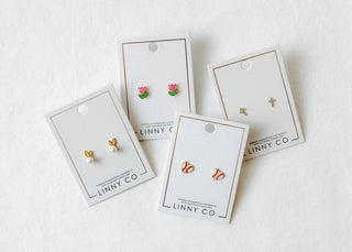 Screwback Stud Earrings - Baseball Gold