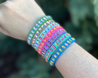 Enamel Stretch Bracelet - Small Gems - Penelope -Asst Colors