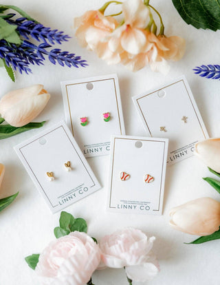 Screwback Stud Earrings - Baseball Gold