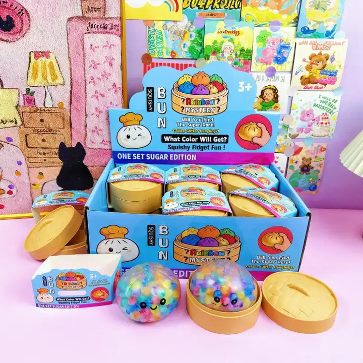 Dumpling Shape Squishy Toy Bead Filled Squeeze Fidget Toy