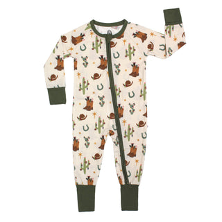 Cowboy Christmas Western Bamboo Convertible Footie Romper