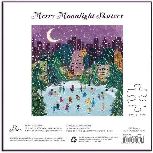Merry Moonlight Skaters 500 Piece Foil Puzzle