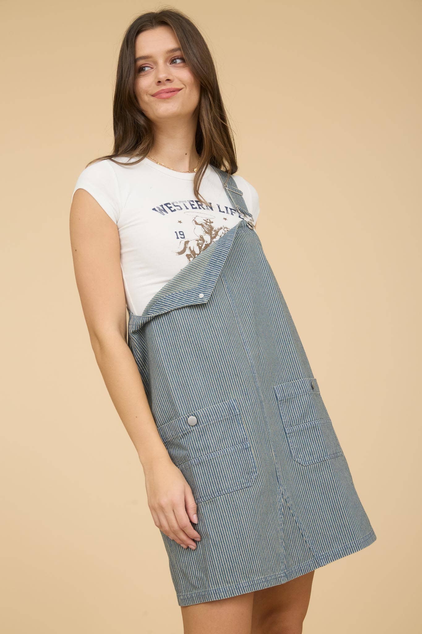 STRIPE OVERALL MINI DRESS - 85 Local