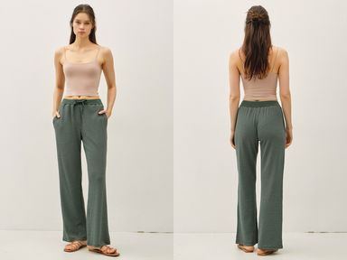 Hunter Green Flowy Thermal Pants