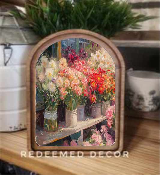 6x8 Arch Top Flower Shop Framed Art