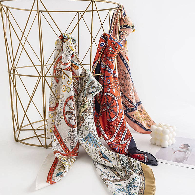 Scarvii - Vintage Pattern Square Scarf - 85 Local