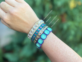 Enamel Stretch Bracelet - Earth Tone Colors - Asst Styles