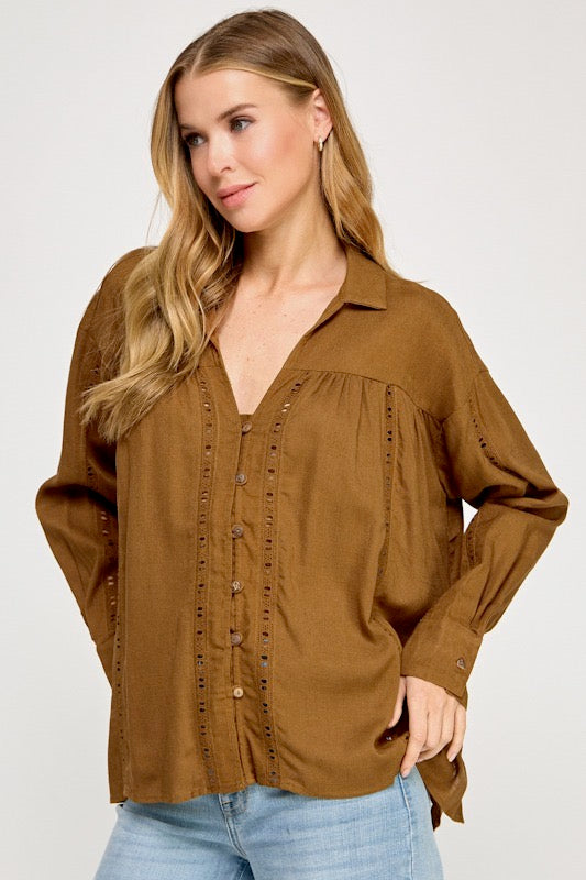 Lace Detail Button up Blouse