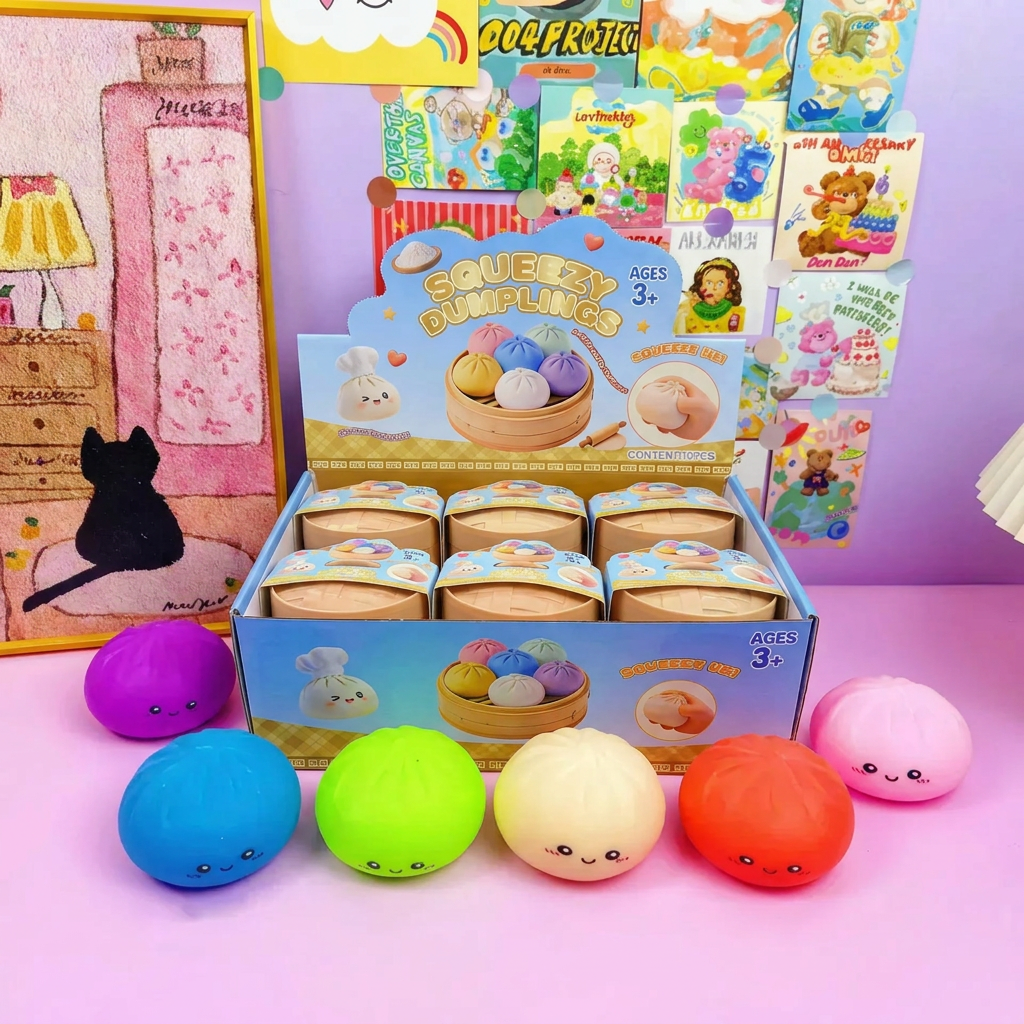 Colorful Dumpling Shape Squishy Toy Soft Squeeze Stress Toy