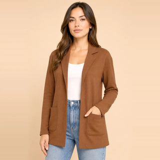 Blazer cardigan w patch pockets