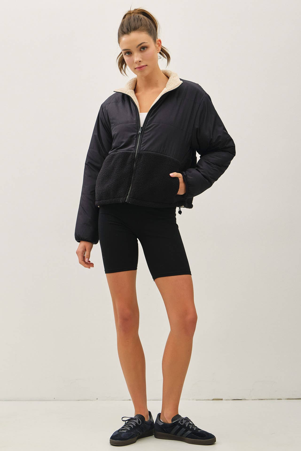 RIVERSIBLE SHERPA BLOCK PUFFER