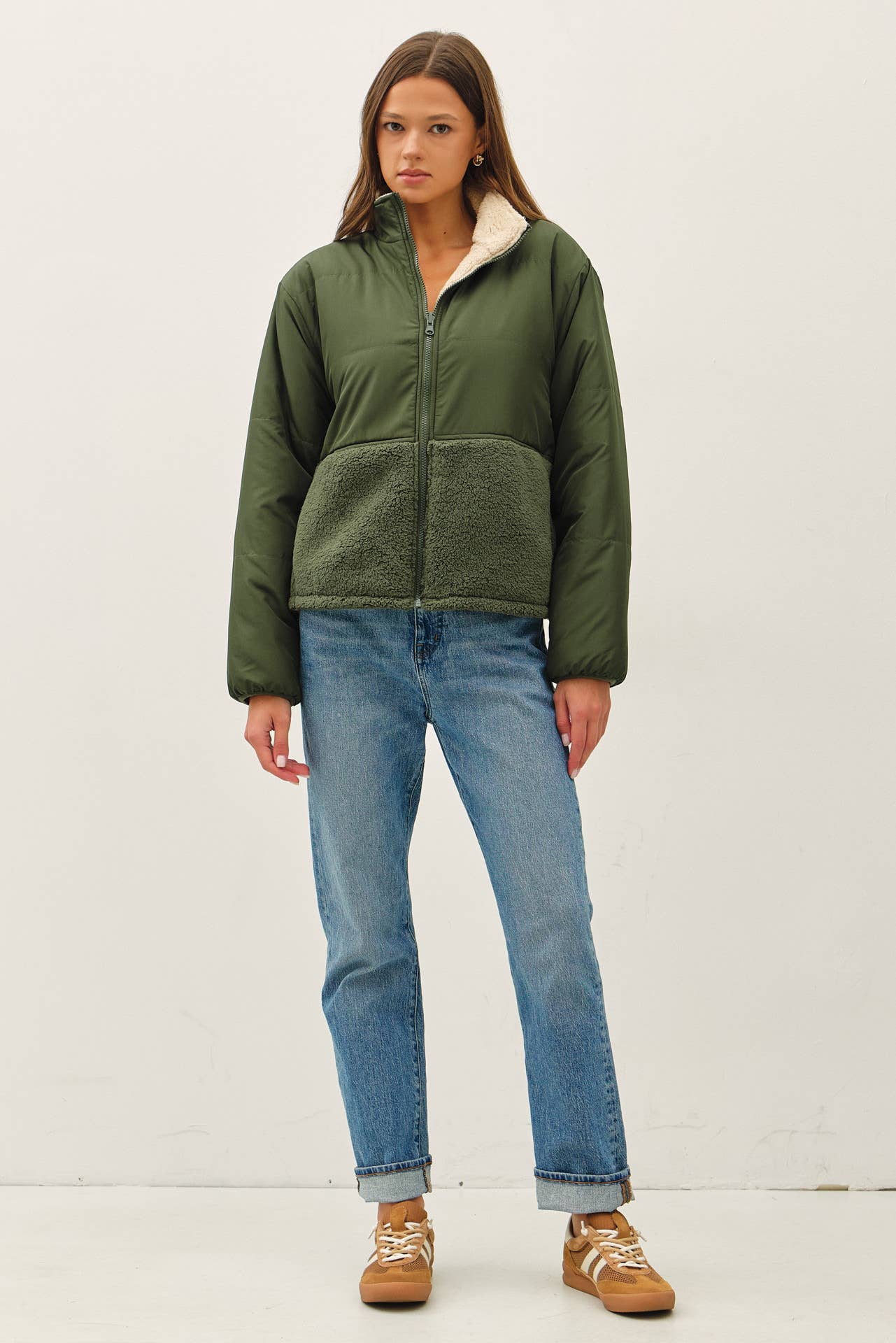 RIVERSIBLE SHERPA BLOCK PUFFER