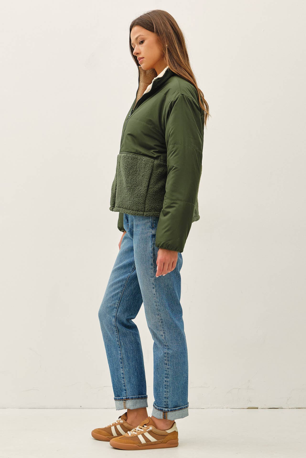 RIVERSIBLE SHERPA BLOCK PUFFER