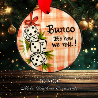 Bunco Dice Ornament - Hand Painted Ceramic