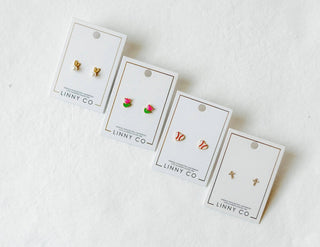 Screwback Stud Earrings - Baseball Gold