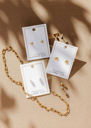 Screwback Stud Earrings - Paige Pear Gold