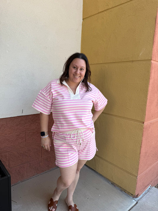 Light Pink Stripe Shorts